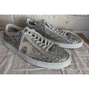 Oliver Cabell Low 1 YOLO Suede Silver Glitter Sneakers Womens 40 Sz 10 $199